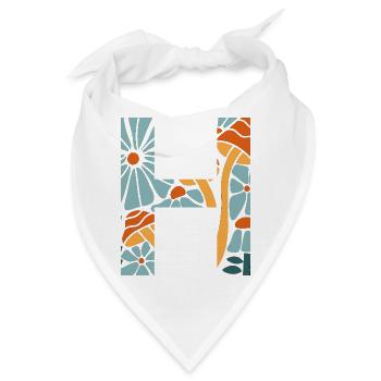 Buchstabe h groovige Blumen Geschenkidee - Bandana - Weiß - Vorne