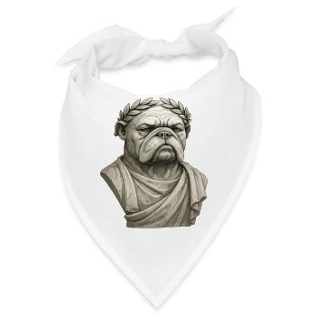Römische Bulldogge Kaiser Marmor Statue Büste Kunst - Bandana - Weiß - Vorne