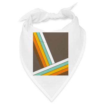 Retro 70s Geometrische Streifen  - Bandana - Weiß - Vorne