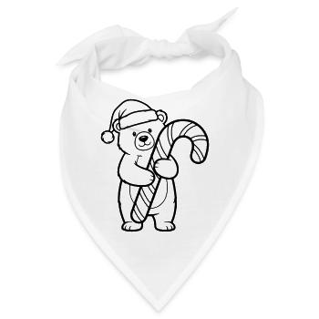Niedlicher Weihnachtsbär mit Zuckerstange - Bandana - Weiß - Vorne