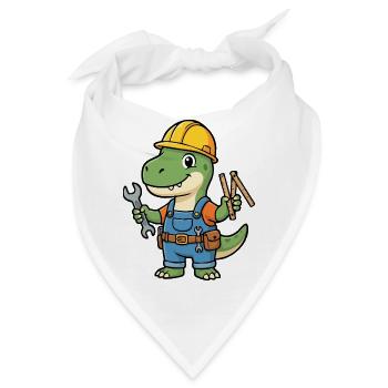 Dino Bauarbeiter mit Werkzeugen - Bandana - Weiß - Vorne