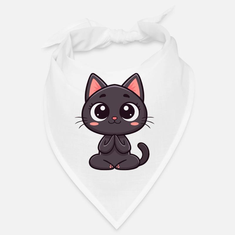 Cute black cat praying Bandana