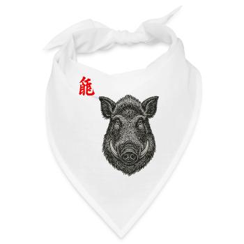 Wildschwein Asiatisch - Bandana - Weiß - Vorne