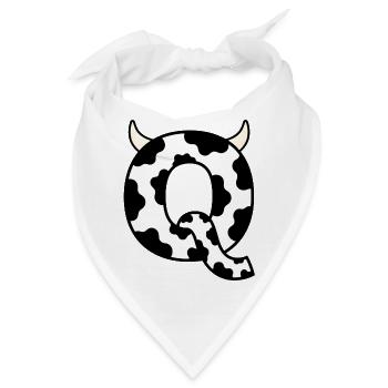 Q Kuh Wortspiel Wortwitz  - Bandana - Weiß - Vorne