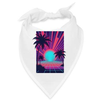 Neon-Sonnenuntergang am Palmenstrand - Bandana - Weiß - Vorne