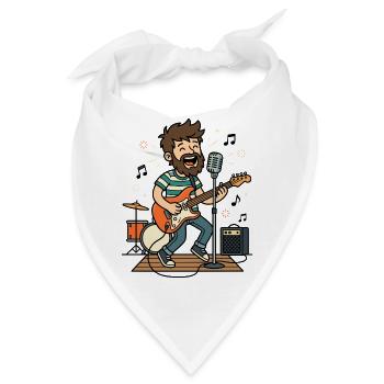 Rock Gitarre Sänger Bühne Humor - Bandana - Weiß - Vorne