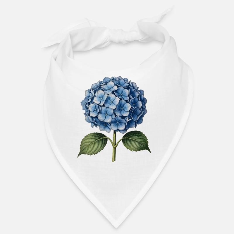 Illustrationsstich einer blauen Hortensie Bandana