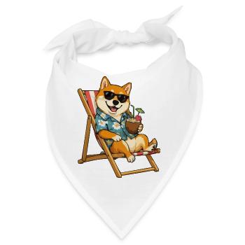 Shiba Strandläufer mit Cocktail - Bandana - Weiß - Vorne