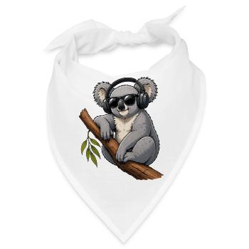 Cooler Koala mit Kopfhörern und Sonnenbrille  - Bandana - Weiß - Vorne