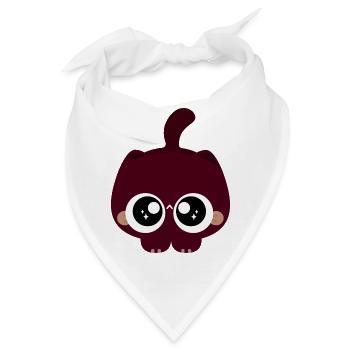 Katze mit funkelnden Augen - Bandana - Weiß - Vorne