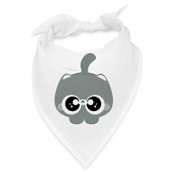 Glasäugige graue Katze - Bandana - Weiß - Vorne
