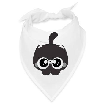 Mitternachtskawaii-Katze mit Brille - Bandana - Weiß - Vorne