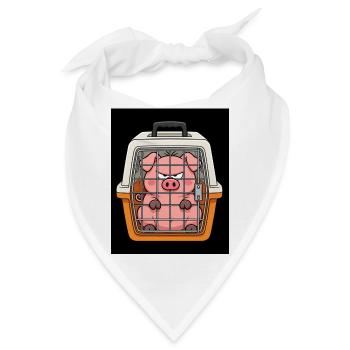 Grimmiges Schwein im Käfig Cartoon - Bandana - Weiß - Vorne