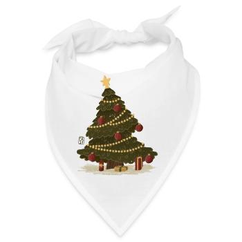 Weihnachtsbaum mit Lichterketten - Bandana - Weiß - Vorne