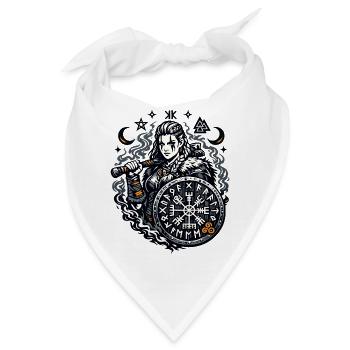 Viking Kämpfer mit Runen Schild - Bandana - Weiß - Vorne