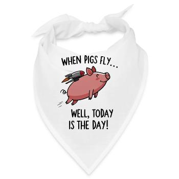 Schwein mit Rakete – Heute gehts los - Bandana - Weiß - Vorne