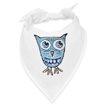 Azurblauer Wide-Eyed Owl Cartoon - Bandana - Weiß - Vorne