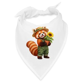 Roter Panda-Gärtner mit Sonnenblume - Bandana - Weiß - Vorne