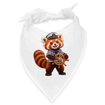Sailor Red Panda mit Schiffsrad - Bandana - Weiß - Vorne