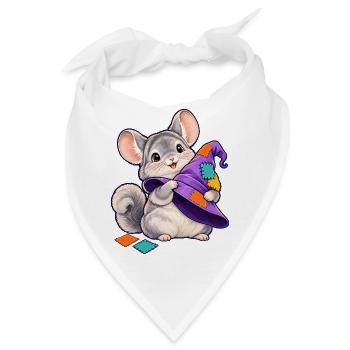 Patchwork-Maus mit bunter Kapuze - Bandana - Weiß - Vorne