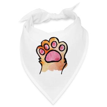 Pfotenabdruck Aquarellspritzer - Bandana - Weiß - Vorne