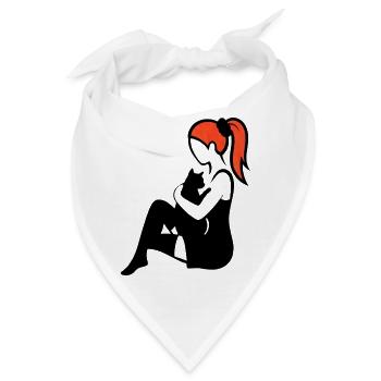 donna_con_coda_di_cavallo_capelli_rossi_con_gat - Bandana - Weiß - Vorne