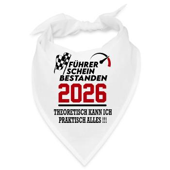 Führerschein bestanden 2026 Sprüche Fahrschule - Bandana - Weiß - Vorne