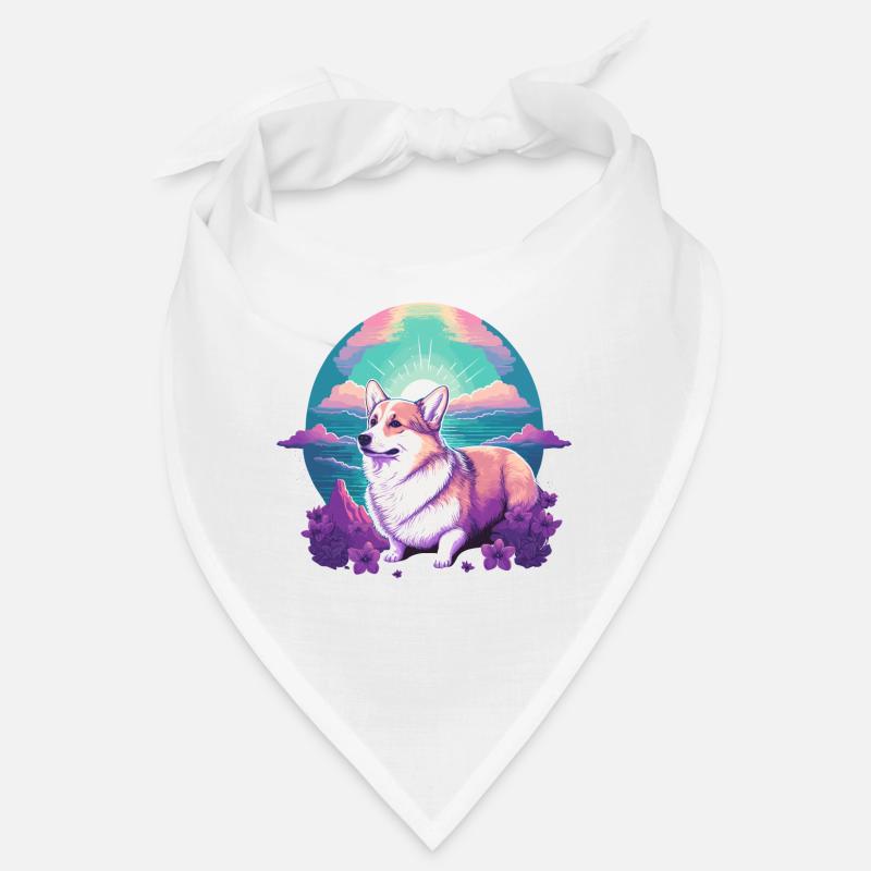 Corgi avec Illustration de fleurs Bandana