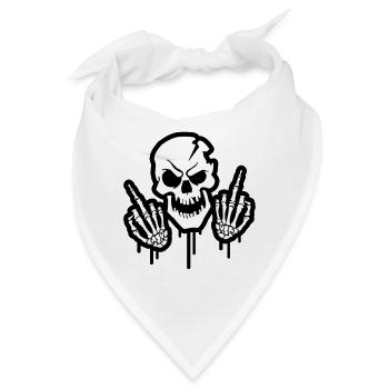 Skelett Mittelfinger Totenkopf Symbol - Bandana - Weiß - Vorne