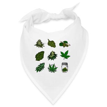 Cannabis, Weed Sticker Pack - Bandana - Weiß - Vorne