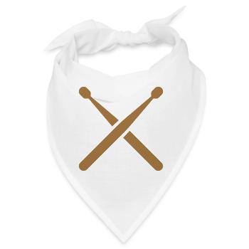 Kreuz-Trommelstöcke mit Trommelmuster - Bandana - Weiß - Vorne