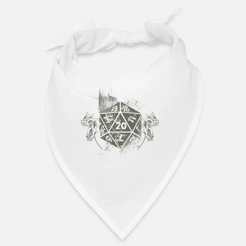 Dragons Vintage D20 Dice Tabletop RPG - Bandana - blanc