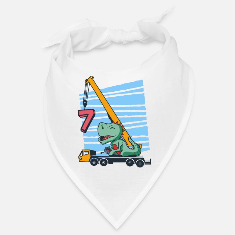 7 years 7th Birthday Mobile Crane Dinosaur Bandana