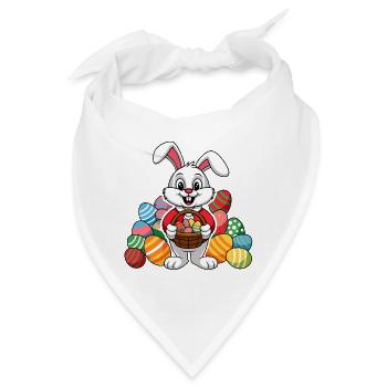 Lustiger Osterhase mit vielen bunten Ostereiern - Bandana - Weiß - Vorne