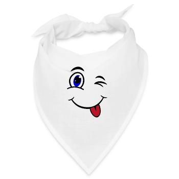 corona covid-19 gesichtsmaske bandana smileys cool - Bandana - Weiß - Vorne