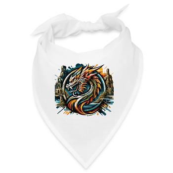 Drache Drachenkopf Logo Ruine Drachenfels - Bandana - Weiß - Vorne