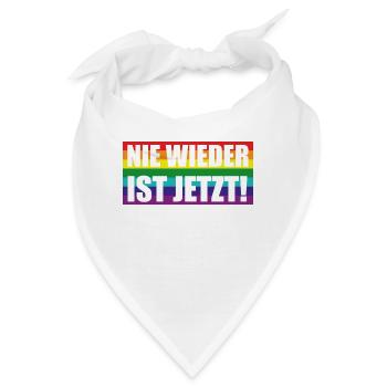 Nie Wieder Ist Jetzt Spruch Schriftzug - Bandana - Weiß - Vorne