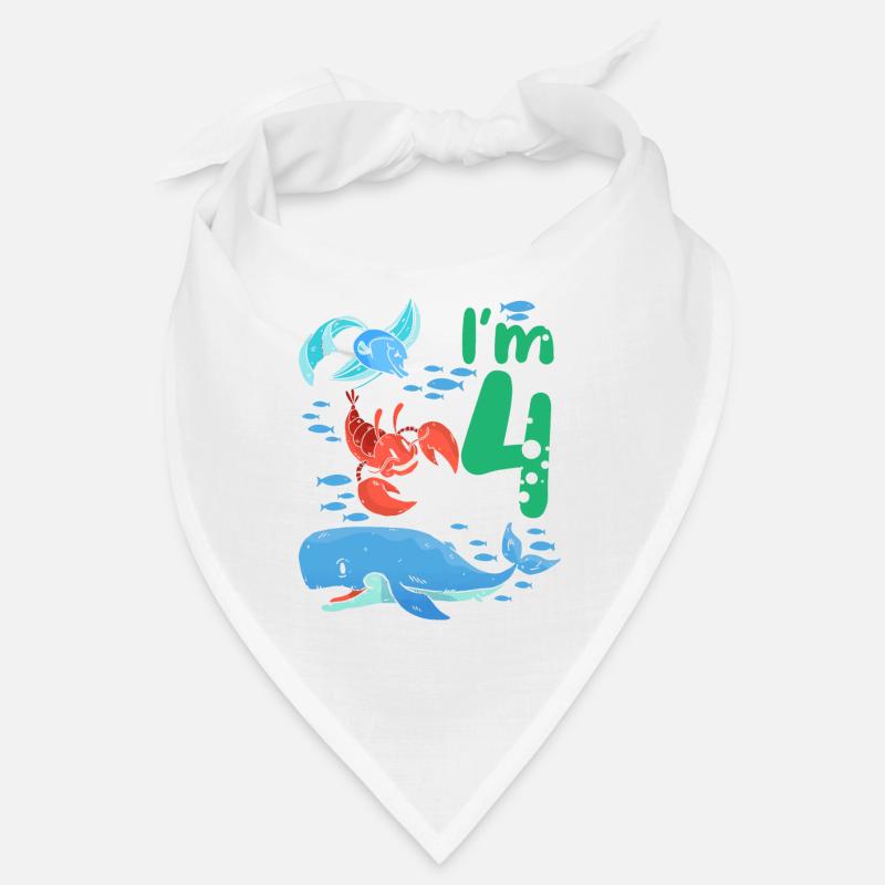 I'm 4 Kindergeburtstag Meeresbewohner Geburtstag Bandana