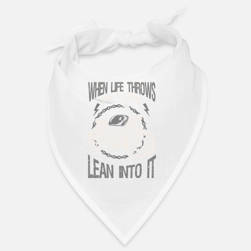 Life Throws Curve Lean Into It Motorcycles Biker - Bandana - white