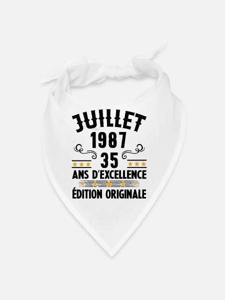 35 Ans Anniversaire Vintage Né(e) en Juillet 1987 - Bandana - blanc - Devant
