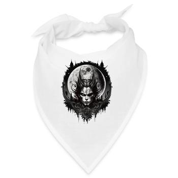 Gothic Dämon Vampir Vollmond Demon Full Moon - Bandana - Weiß - Vorne