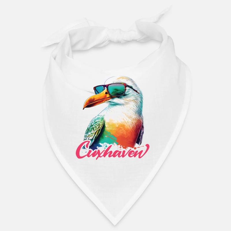 Cuxhaven Urlaub coole bunte Möwe mit Sonnenbrille - Bandana - Weiß