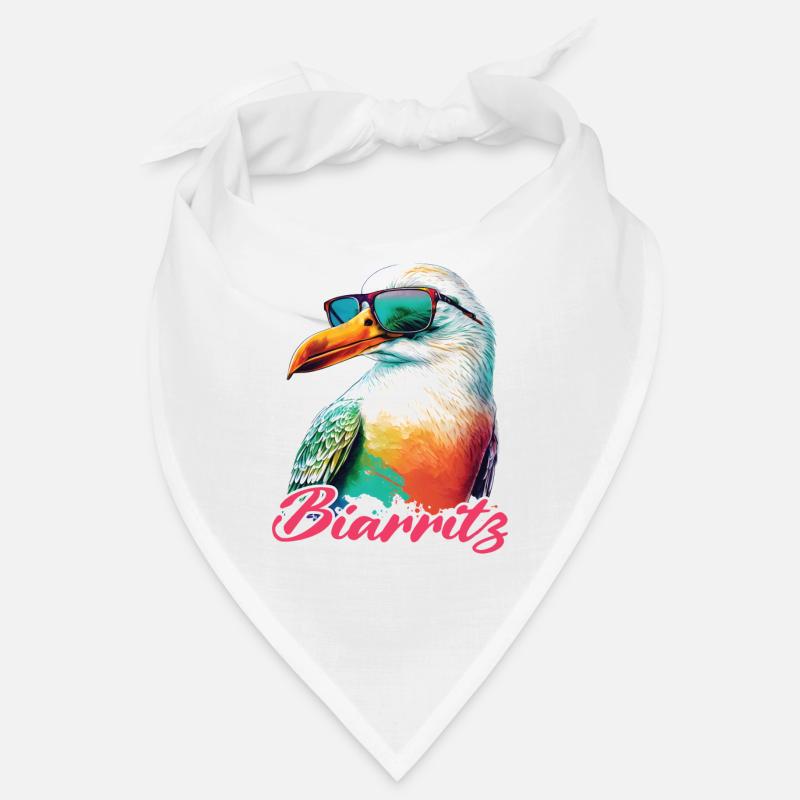 Biarritz Urlaub coole bunte Möwe mit Sonnenbrille - Bandana - Weiß