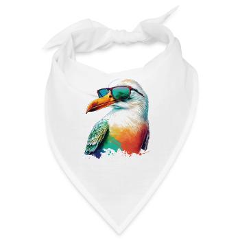 Coole farbige Möwe mit Sonnenbrille Sommer Urlaub - Bandana - Weiß - Vorne