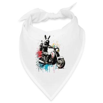 Graffiti Hase auf Motorroller Motorrad - Bandana - Weiß - Vorne