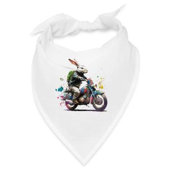 Graffiti Hase auf Motorroller Motorrad - Bandana - Weiß - Vorne
