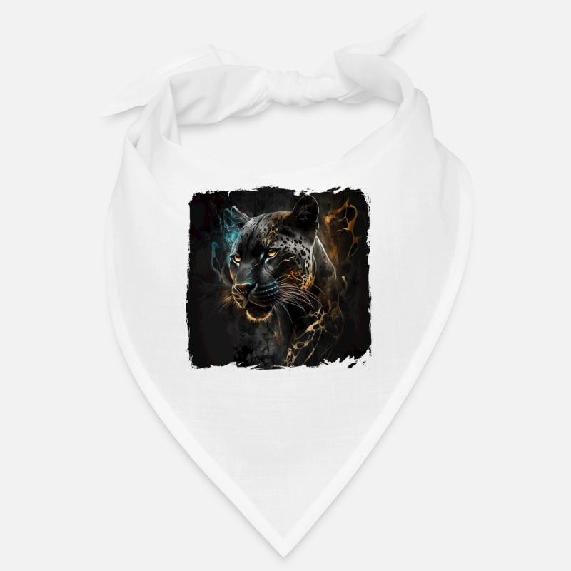 Schwarzer Panther Großkatze - Bandana - Weiß