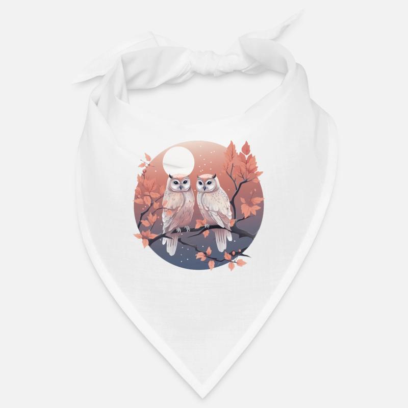 Niedliche Eule Vogel Pärchen Vogelpaar für einen - Bandana - Weiß