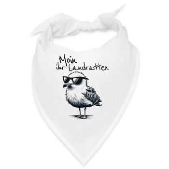 Moin ihr Landratten Lustiger Möwe Spruch - Bandana - Weiß - Vorne