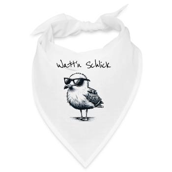Watt'n Schlick Lustige Wattwanderung Möwe Spruch - Bandana - Weiß - Vorne